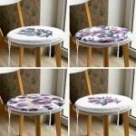 - RealHomes Yuvarlak Fermuarlı Sandalye Minderi - Realhomes  4'lü Eflatun Suluboya Motifli Gül Tasarımlı Yuvarlak Fermuarlı Sandalye Minderi Seti Realhomes