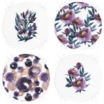 - RealHomes Yuvarlak Fermuarlı Sandalye Minderi - Realhomes  4'lü Eflatun Suluboya Motifli Gül Tasarımlı Yuvarlak Fermuarlı Sandalye Minderi Seti Realhomes