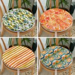 - RealHomes Yuvarlak Fermuarlı Sandalye Minderi - Realhomes 4'lü Turuncu Yeşil Ebru Sanatlı Özel Tasarım Yuvarlak Fermuarlı Sandalye Minderi Seti Realhomes