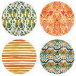 - RealHomes Yuvarlak Fermuarlı Sandalye Minderi - Realhomes 4'lü Turuncu Yeşil Ebru Sanatlı Özel Tasarım Yuvarlak Fermuarlı Sandalye Minderi Seti Realhomes