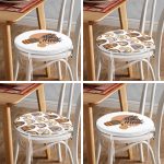 - RealHomes Yuvarlak Fermuarlı Sandalye Minderi - Realhomes 4'lü Bohem Motif Saksı Tasarımlı Yuvarlak Fermuarlı Sandalye Minderi Seti Realhomes