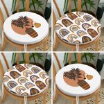 - RealHomes Yuvarlak Fermuarlı Sandalye Minderi - Realhomes 4'lü Bohem Motif Saksı Tasarımlı Yuvarlak Fermuarlı Sandalye Minderi Seti Realhomes