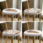 - RealHomes Yuvarlak Fermuarlı Sandalye Minderi - Realhomes 4'lü Bohem Motif Saksı Tasarımlı Yuvarlak Fermuarlı Sandalye Minderi Seti Realhomes