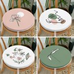 - RealHomes Yuvarlak Fermuarlı Sandalye Minderi - Realhomes  4'lü Onedraw Figürlü Çiçek Tasarımlı Yuvarlak Fermuarlı Sandalye Minderi Seti Realhomes