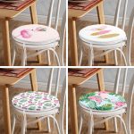 4'lü Flamingo Tasarımlı Renkli Dijital Baskılı Yuvarlak Fermuarlı Sandalye Minderi Seti Realhomes