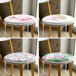 4'lü Flamingo Tasarımlı Renkli Dijital Baskılı Yuvarlak Fermuarlı Sandalye Minderi Seti Realhomes