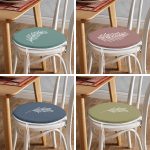 - RealHomes Yuvarlak Fermuarlı Sandalye Minderi - Realhomes 4'lü Renkli Zemin Beyaz Çiçek Çizimli Yuvarlak Fermuarlı Sandalye Minderi Seti Realhomes