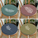 - RealHomes Yuvarlak Fermuarlı Sandalye Minderi - Realhomes 4'lü Renkli Zemin Beyaz Çiçek Çizimli Yuvarlak Fermuarlı Sandalye Minderi Seti Realhomes