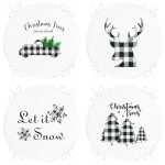 4'lü Ekose Temalı Mery Christmas Tasarımlı Yuvarlak Fermuarlı Sandalye Minderi Seti Realhomes