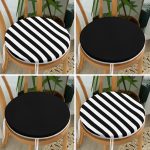 - RealHomes Yuvarlak Fermuarlı Sandalye Minderi - Realhomes  4'lü Siyah Beyaz Çizgili Düz Renk Yuvarlak Fermuarlı Sandalye Minderi Seti Realhomes