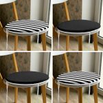 - RealHomes Yuvarlak Fermuarlı Sandalye Minderi - Realhomes  4'lü Siyah Beyaz Çizgili Düz Renk Yuvarlak Fermuarlı Sandalye Minderi Seti Realhomes