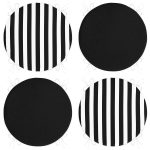 - RealHomes Yuvarlak Fermuarlı Sandalye Minderi - Realhomes  4'lü Siyah Beyaz Çizgili Düz Renk Yuvarlak Fermuarlı Sandalye Minderi Seti Realhomes