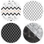 4'lü Mermer Tasarımlı Geometrik Motifli Yuvarlak Fermuarlı Sandalye Minderi Seti Realhomes