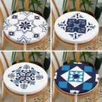 - RealHomes Yuvarlak Fermuarlı Sandalye Minderi - Realhomes  4'lü Mavi Fraktal Tasarımlı Dijital Baskılı Yuvarlak Fermuarlı Sandalye Minderi Seti Realhomes