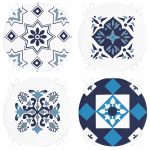 - RealHomes Yuvarlak Fermuarlı Sandalye Minderi - Realhomes  4'lü Mavi Fraktal Tasarımlı Dijital Baskılı Yuvarlak Fermuarlı Sandalye Minderi Seti Realhomes