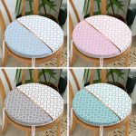 4'lü Renkli Ogea Tasarımlı Dijital Baskılı Yuvarlak Fermuarlı Sandalye Minderi Seti Realhomes