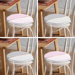 4'lü Pembe Gri Ogea Özel Tasarımlı Yuvarlak Fermuarlı Sandalye Minderi Seti Realhomes