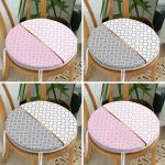 4'lü Pembe Gri Ogea Özel Tasarımlı Yuvarlak Fermuarlı Sandalye Minderi Seti Realhomes