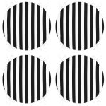 4'lü Siyah Beyaz Çizgili Dijital Baskılı Yuvarlak Fermuarlı Sandalye Minderi Seti Realhomes