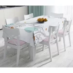 - format_webp - Realhomes  Beyaz Zemin Üzerinde Çizim Çiçek Tasarımlı Dijital Baskılı Masa Örtüsü Realhomes