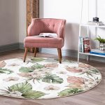 - RealHomes Dijital Baskılı Kaymaz Tabanlı Comfort Yuvarlak Halı - Realhomes  Tropik Yaprak Motifli Dijital Baskılı Modern Yeşil Salon ve Oturma Odası Yıkanabilir Kaymaz Tabanlı Yuvarlak Halı Realhomes