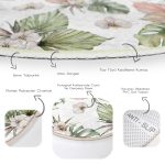 - RealHomes Dijital Baskılı Kaymaz Tabanlı Comfort Yuvarlak Halı - Realhomes  Tropik Yaprak Motifli Dijital Baskılı Modern Yeşil Salon ve Oturma Odası Yıkanabilir Kaymaz Tabanlı Yuvarlak Halı Realhomes