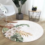 - RealHomes Dijital Baskılı Kaymaz Tabanlı Comfort Yuvarlak Halı - Realhomes  Tropik Yaprak Motifli Dijital Baskılı Yeşil Salon ve Oturma Odası Yıkanabilir Kaymaz Tabanlı Yuvarlak Halı Realhomes