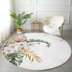 - RealHomes Dijital Baskılı Kaymaz Tabanlı Comfort Yuvarlak Halı - Realhomes  Tropik Yaprak Motifli Dijital Baskılı Yeşil Salon ve Oturma Odası Yıkanabilir Kaymaz Tabanlı Yuvarlak Halı Realhomes