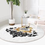 - RealHomes Dijital Baskılı Kaymaz Tabanlı Comfort Yuvarlak Halı - Realhomes  Siyah Beyaz Geyikli Merry Christmas Motifli Dijital Baskılı Modern Salon ve Oturma Odası Kaymaz Tabanlı Yuvarlak Halı Realhomes