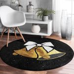 - RealHomes Dijital Baskılı Kaymaz Tabanlı Comfort Yuvarlak Halı - Realhomes  Siyah Zemin Sarı Çan Desenli Dijital Baskılı Modern Salon ve Oturma Odası Yıkanabilir Kaymaz Tabanlı Yuvarlak Halı Realhomes