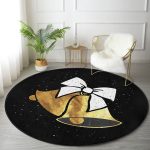 - RealHomes Dijital Baskılı Kaymaz Tabanlı Comfort Yuvarlak Halı - Realhomes  Siyah Zemin Sarı Çan Desenli Dijital Baskılı Modern Salon ve Oturma Odası Yıkanabilir Kaymaz Tabanlı Yuvarlak Halı Realhomes