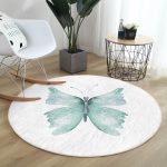 - RealHomes Dijital Baskılı Kaymaz Tabanlı Comfort Yuvarlak Halı - Realhomes  Beyaz Zemin Mavi Kelebek Motifli Dijital Baskılı Turkuaz Çocuk ve Genç Odası Yıkanabilir Kaymaz Tabanlı Yuvarlak Halı Realhomes
