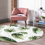 - RealHomes Dijital Baskılı Kaymaz Tabanlı Comfort Yuvarlak Halı - Realhomes  Yeşil Tropik Yapraklar Tasarımlı Dijital Baskılı Modern Salon ve Oturma Odası Yıkanabilir Kaymaz Tabanlı Yuvarlak Halı Realhomes