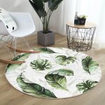 - RealHomes Dijital Baskılı Kaymaz Tabanlı Comfort Yuvarlak Halı - Realhomes  Yeşil Tropik Yapraklar Tasarımlı Dijital Baskılı Modern Salon ve Oturma Odası Yıkanabilir Kaymaz Tabanlı Yuvarlak Halı Realhomes