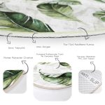 - RealHomes Dijital Baskılı Kaymaz Tabanlı Comfort Yuvarlak Halı - Realhomes  Yeşil Tropik Yapraklar Tasarımlı Dijital Baskılı Modern Salon ve Oturma Odası Yıkanabilir Kaymaz Tabanlı Yuvarlak Halı Realhomes