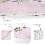 Pembe Zeminli Çiçek Tasarımlı Dijital Baskılı Modern Mutfak Yıkanabilir Kaymaz Tabanlı Yuvarlak Halı Realhomes