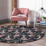 - RealHomes Dijital Baskılı Kaymaz Tabanlı Comfort Yuvarlak Halı - Realhomes  Siyah Zemin Çapa Motifli Dijital Baskılı Modern Outdoor Yıkanabilir Kaymaz Tabanlı Yuvarlak Halı Realhomes