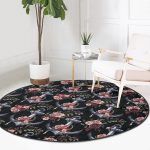 - RealHomes Dijital Baskılı Kaymaz Tabanlı Comfort Yuvarlak Halı - Realhomes  Siyah Zemin Çapa Motifli Dijital Baskılı Modern Outdoor Yıkanabilir Kaymaz Tabanlı Yuvarlak Halı Realhomes