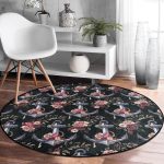 - RealHomes Dijital Baskılı Kaymaz Tabanlı Comfort Yuvarlak Halı - Realhomes  Siyah Zemin Çapa Motifli Dijital Baskılı Modern Outdoor Yıkanabilir Kaymaz Tabanlı Yuvarlak Halı Realhomes