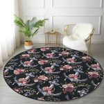 - RealHomes Dijital Baskılı Kaymaz Tabanlı Comfort Yuvarlak Halı - Realhomes  Siyah Zemin Çapa Motifli Dijital Baskılı Modern Outdoor Yıkanabilir Kaymaz Tabanlı Yuvarlak Halı Realhomes