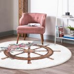 - RealHomes Dijital Baskılı Kaymaz Tabanlı Comfort Yuvarlak Halı - Realhomes Beyaz Zeminde Sade Dümen Tasarımlı Dijital Baskılı Modern Renkli Banyo Yıkanabilir Kaymaz Tabanlı Yuvarlak Halı Realhomes