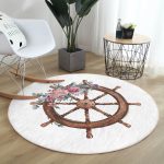 - RealHomes Dijital Baskılı Kaymaz Tabanlı Comfort Yuvarlak Halı - Realhomes Beyaz Zeminde Sade Dümen Tasarımlı Dijital Baskılı Modern Renkli Banyo Yıkanabilir Kaymaz Tabanlı Yuvarlak Halı Realhomes