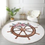 - RealHomes Dijital Baskılı Kaymaz Tabanlı Comfort Yuvarlak Halı - Realhomes Beyaz Zeminde Sade Dümen Tasarımlı Dijital Baskılı Modern Renkli Banyo Yıkanabilir Kaymaz Tabanlı Yuvarlak Halı Realhomes