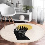 - RealHomes Dijital Baskılı Kaymaz Tabanlı Comfort Yuvarlak Halı - Realhomes Sanatsal Yeşeren Çiçek Tasarımlı Dijital Baskılı Modern Gold Salon ve Oturma Odası Yıkanabilir Kaymaz Tabanlı Yuvarlak Halı Realhomes