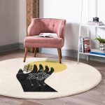 - RealHomes Dijital Baskılı Kaymaz Tabanlı Comfort Yuvarlak Halı - Realhomes Sanatsal Yeşeren Çiçek Tasarımlı Dijital Baskılı Modern Gold Salon ve Oturma Odası Yıkanabilir Kaymaz Tabanlı Yuvarlak Halı Realhomes