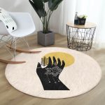 - RealHomes Dijital Baskılı Kaymaz Tabanlı Comfort Yuvarlak Halı - Realhomes Sanatsal Yeşeren Çiçek Tasarımlı Dijital Baskılı Modern Gold Salon ve Oturma Odası Yıkanabilir Kaymaz Tabanlı Yuvarlak Halı Realhomes