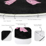 - RealHomes Dijital Baskılı Kaymaz Tabanlı Comfort Yuvarlak Halı - Realhomes  Siyah Zemin Pembe Kurdele Tasarımlı Dijital Baskılı Çocuk ve Genç Odası Yıkanabilir Kaymaz Tabanlı Yuvarlak Halı Realhomes