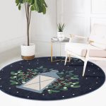 - RealHomes Dijital Baskılı Kaymaz Tabanlı Comfort Yuvarlak Halı - Realhomes  Lacivert Zeminli Özel Tasarımlı Dijital Baskılı Outdoor Yıkanabilir Kaymaz Tabanlı Yuvarlak Halı Realhomes