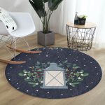 - RealHomes Dijital Baskılı Kaymaz Tabanlı Comfort Yuvarlak Halı - Realhomes  Lacivert Zeminli Özel Tasarımlı Dijital Baskılı Outdoor Yıkanabilir Kaymaz Tabanlı Yuvarlak Halı Realhomes