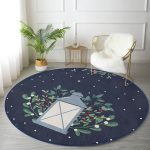 - RealHomes Dijital Baskılı Kaymaz Tabanlı Comfort Yuvarlak Halı - Realhomes  Lacivert Zeminli Özel Tasarımlı Dijital Baskılı Outdoor Yıkanabilir Kaymaz Tabanlı Yuvarlak Halı Realhomes